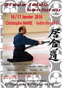 Stage Christophe MARIE Iaido-Kenjutsu (2016-01-16 et 17)